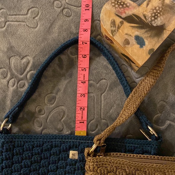 Lina bundle/2 crocheted bags purses tan brown handles - Picture 9 of 14